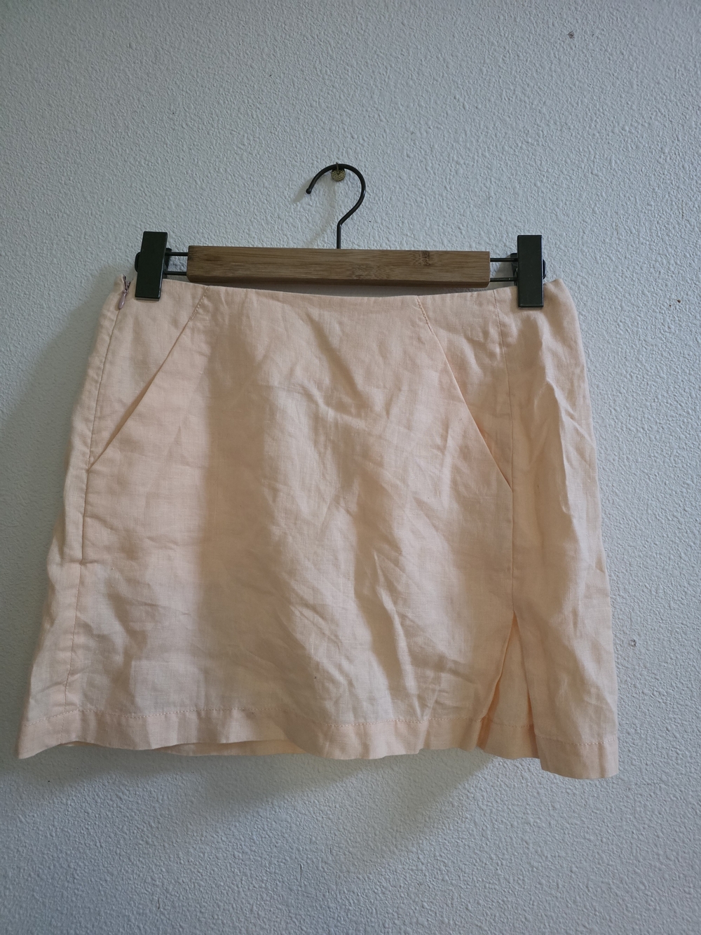 Nau Peach Organic Linen Mini Skirt with Pocket